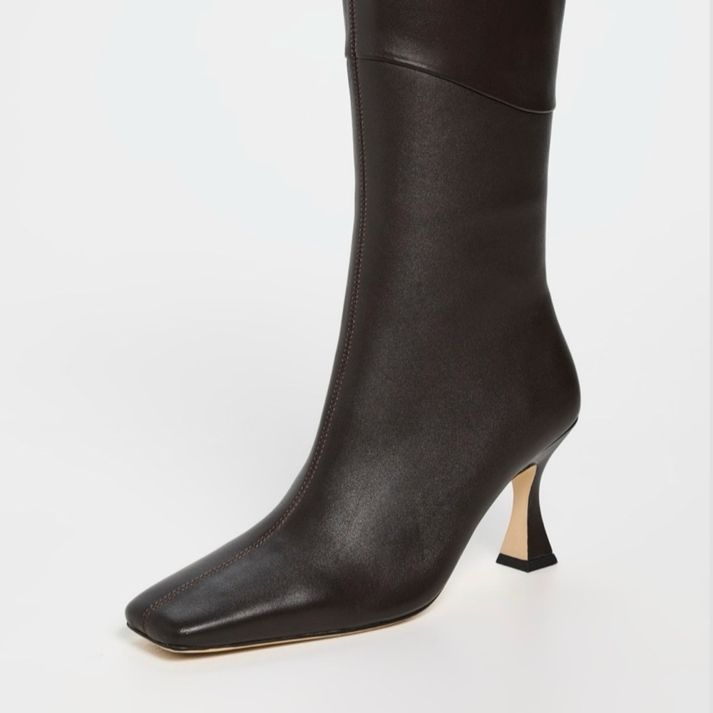 Tony Bianco Fantasy Dark Brown Chocolate Nappa Knee-High Leather Heel Boots - Picture 4 of 7